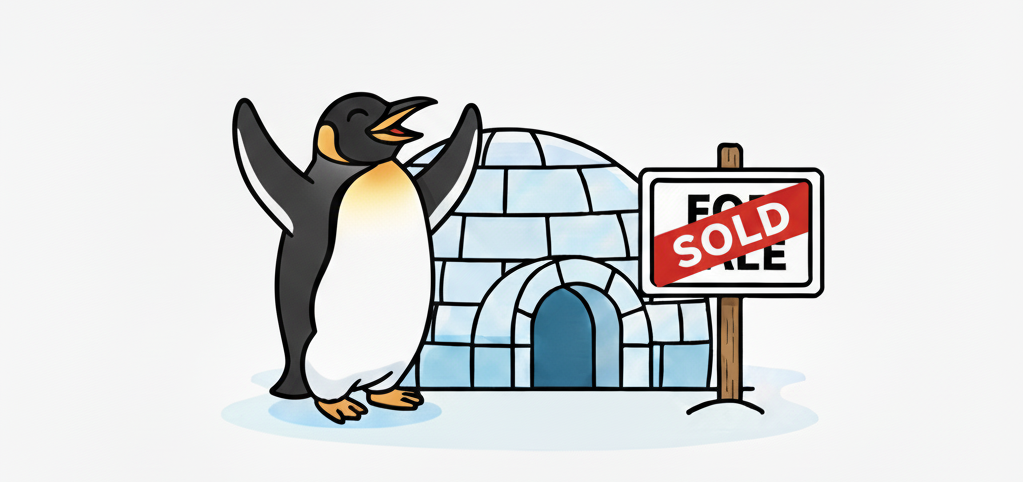 Penguins and Real Estate Logo